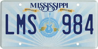 MS license plate LMS984