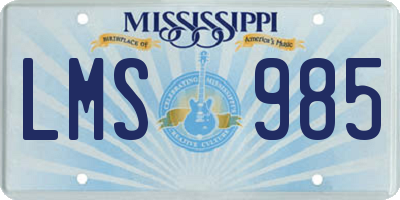 MS license plate LMS985