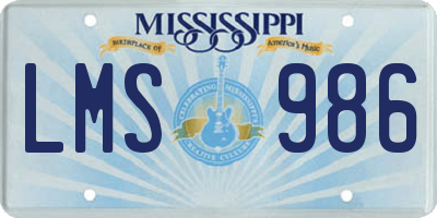MS license plate LMS986