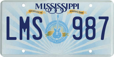 MS license plate LMS987
