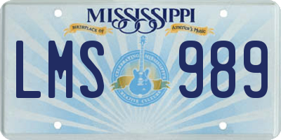 MS license plate LMS989