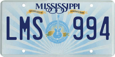 MS license plate LMS994