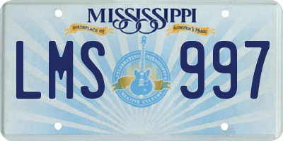 MS license plate LMS997