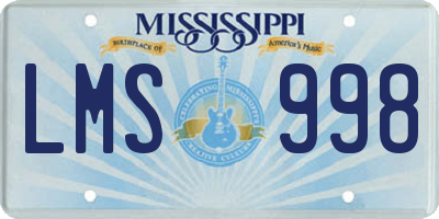 MS license plate LMS998