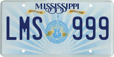 MS license plate LMS999