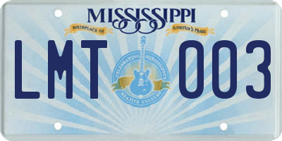 MS license plate LMT003