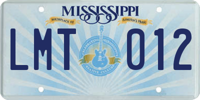 MS license plate LMT012