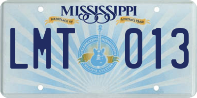 MS license plate LMT013