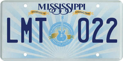 MS license plate LMT022