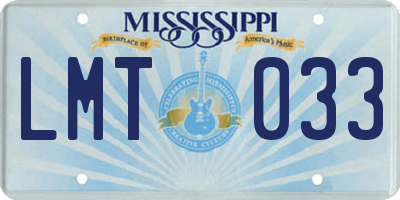MS license plate LMT033