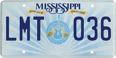 MS license plate LMT036