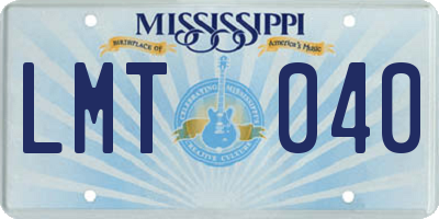MS license plate LMT040