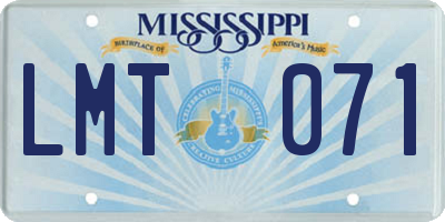 MS license plate LMT071