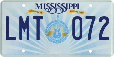 MS license plate LMT072