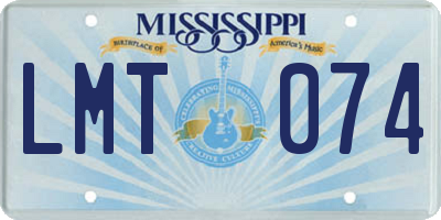 MS license plate LMT074