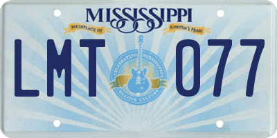 MS license plate LMT077