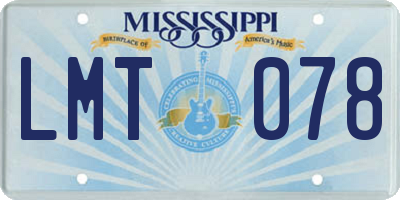 MS license plate LMT078