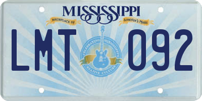 MS license plate LMT092