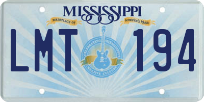 MS license plate LMT194