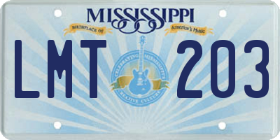 MS license plate LMT203
