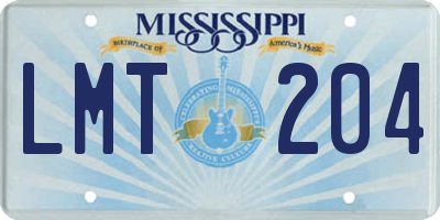 MS license plate LMT204