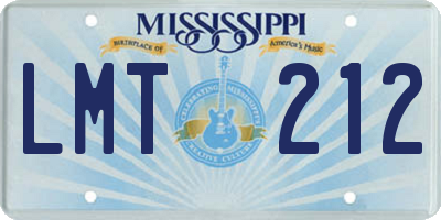 MS license plate LMT212