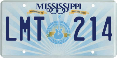 MS license plate LMT214