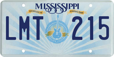 MS license plate LMT215