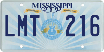 MS license plate LMT216