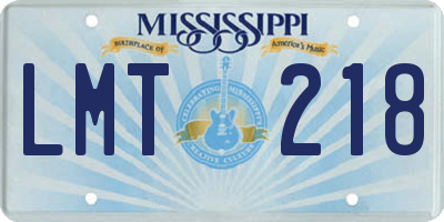 MS license plate LMT218