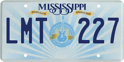 MS license plate LMT227
