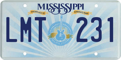 MS license plate LMT231