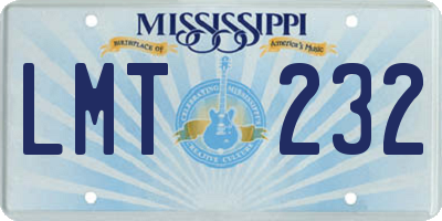 MS license plate LMT232