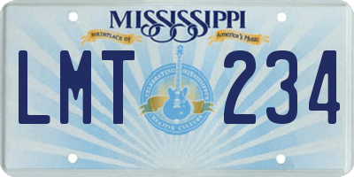 MS license plate LMT234