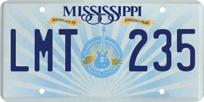 MS license plate LMT235