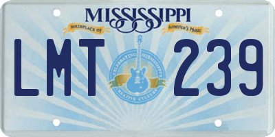 MS license plate LMT239