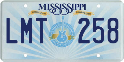 MS license plate LMT258
