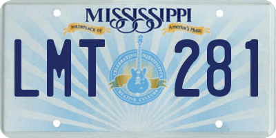 MS license plate LMT281