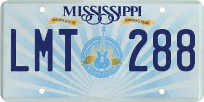 MS license plate LMT288