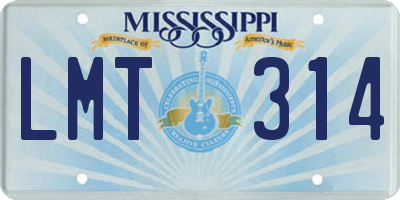 MS license plate LMT314