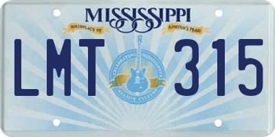 MS license plate LMT315