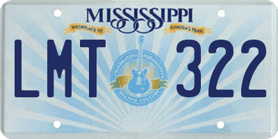MS license plate LMT322