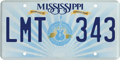 MS license plate LMT343