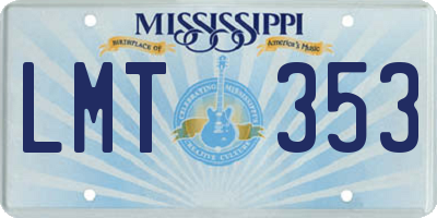 MS license plate LMT353