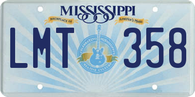 MS license plate LMT358