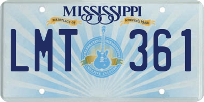 MS license plate LMT361