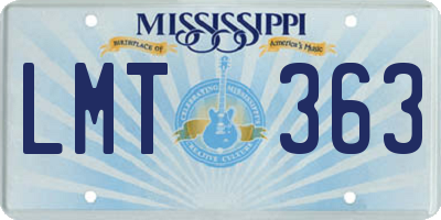 MS license plate LMT363