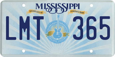 MS license plate LMT365