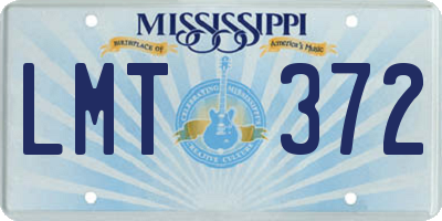 MS license plate LMT372