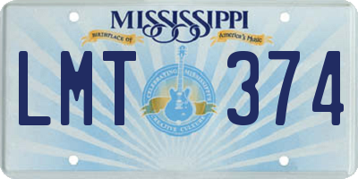 MS license plate LMT374